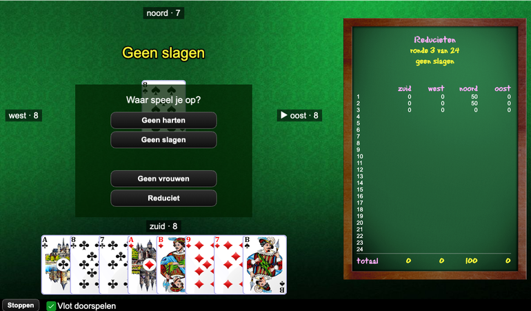 Reducieten: speeloptie kiezen